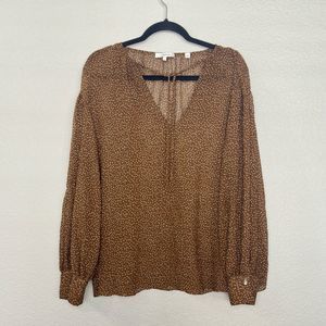 VINCE Starry Dot Tie Neck Blouse in Verona L